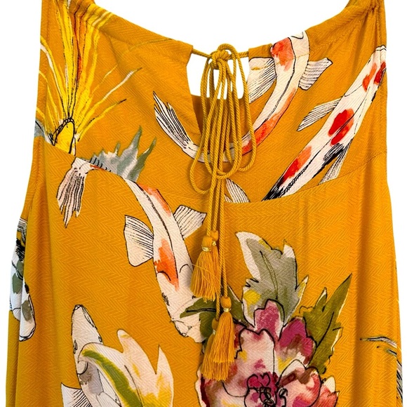 Anthropologie | One September Yellow Paradiso Koi Fish Maxi Dress Size Small - Picture 10 of 15